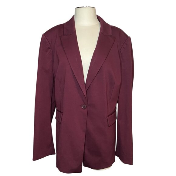 Lane Bryant burgundy red one button suit blazer size 24W NWT - Picture 2 of 16